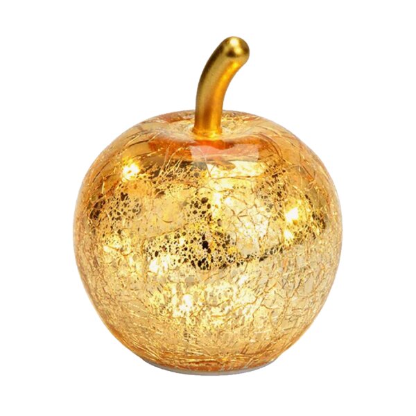 Dekoleuchte Apfel (XXS) Glas gold - Apfel Lampe mit 5er LED Lichterkette, Dekolampe, Tischleuchte, Apfellampe