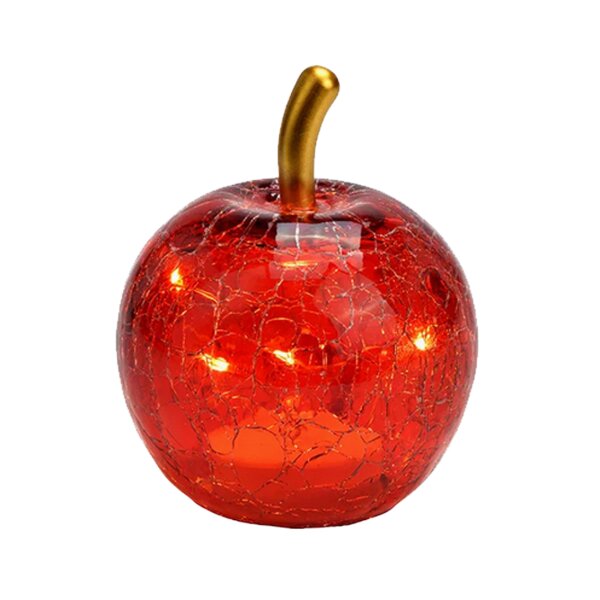 Dekoleuchte Apfel (XXS) Glas rot - Apfel Lampe mit 5er LED Lichterkette, Dekolampe, Tischleuchte, Apfellampe