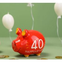 KCG Sparschwein Happy Birthday 40 aus Keramik - Spardose...