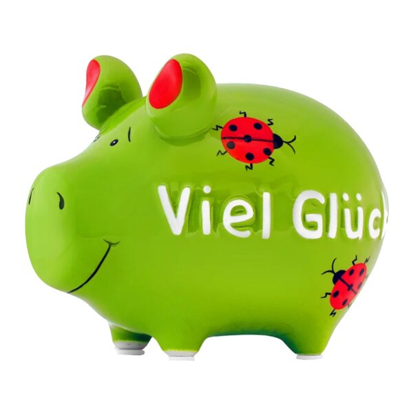 KCG Sparschwein Viel Glück aus Keramik - Spardose, Dankeschön, Sparbüchse, Geldbüchse