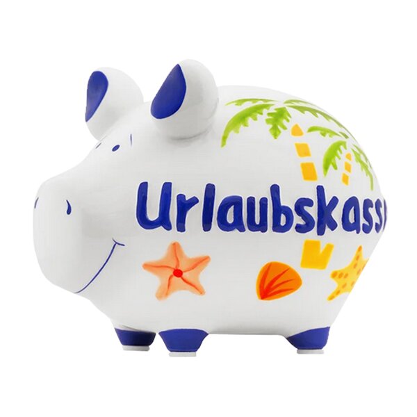 KCG Sparschwein Urlaubskasse aus Keramik - Spardose Urlaub, Sparbüchse Ferien, Geldbüchse, Reise, Reiseziele