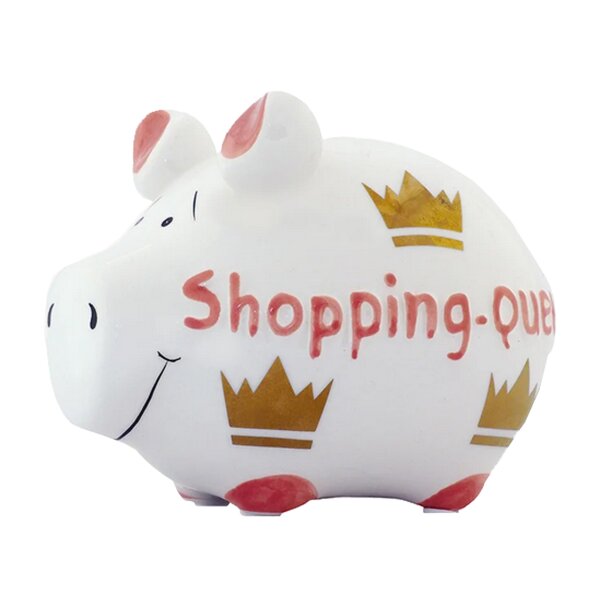 KCG Sparschwein Shopping Queen aus Keramik - Spardose Einkauf, Sparbüchse Kleidung, Kosmetik, Geldbüchse Schmuck