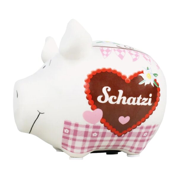 KCG Sparschwein Schatzi aus Keramik - Spardose Herz Liebesbeweis, Dankeschön, Sparbüchse Bayern Oktoberfest, Geldbüchse
