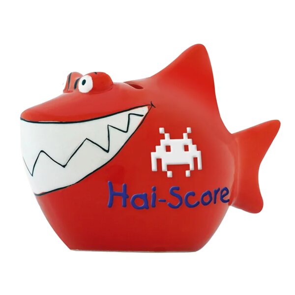 KCG Spardose Hai Hai-Score aus Keramik - Sparschwein Computerspiel, Zocken, Sparbüchse, Geldbüchse Gamer