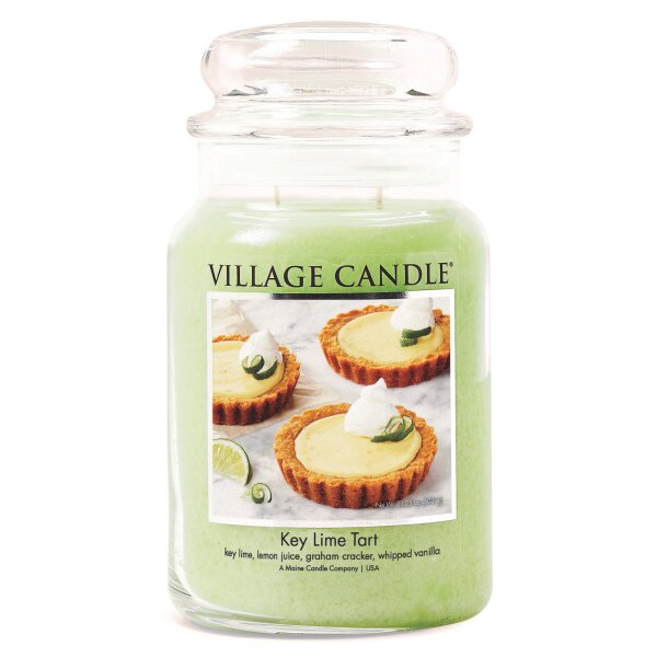 Village Candle Duftkerze im Glas (groß) Key Lime Tart - Tradition Edition - Kerze mit 2-Docht Technologie