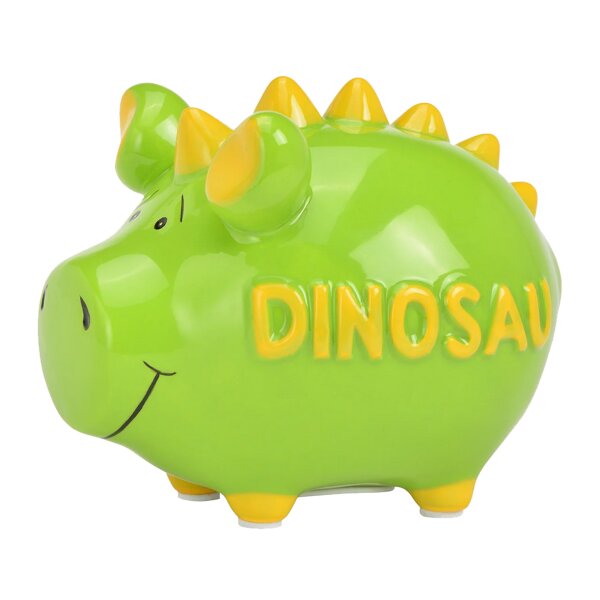 KCG Sparschwein DINOSAU aus Keramik - Spardose Dinosaurier, Sparbüchse Jungen, Geldbüchse