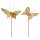 Gartenstecker Schmetterling mit goldenen Flügeln im Rost Design - Rostfigur für den Garten, Gartendeko, Metalldeko