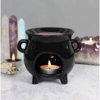 Gothic Hexenkessel mit Sternmotiv als Halloween Ölbrenner und Wachswärmer - Verdunster, Duftlampe, Aromalampe für Duftöl und Duftwachs, Deko