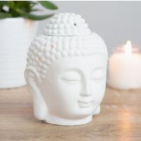 Ölbrenner Duftlampe Buddha, weiss - Wachswärmer Buddhakopf, Verdunster, Duftlampe, Aromalampe für Duftöl und Duftwachs, Deko