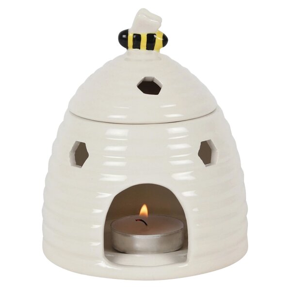 Duftlampe Ölbrenner Bienenstock, weiss - Wachswärmer Biene, Verdunster, Duftlampe Bienen, Aromalampe für Duftöl und Duftwachs, Deko
