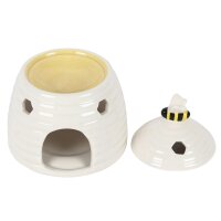 Duftlampe Ölbrenner Bienenstock, weiss - Wachswärmer Biene, Verdunster, Duftlampe Bienen, Aromalampe für Duftöl und Duftwachs, Deko
