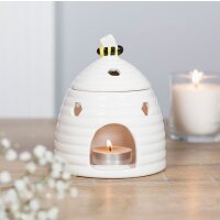 Duftlampe Ölbrenner Bienenstock, weiss - Wachswärmer Biene, Verdunster, Duftlampe Bienen, Aromalampe für Duftöl und Duftwachs, Deko