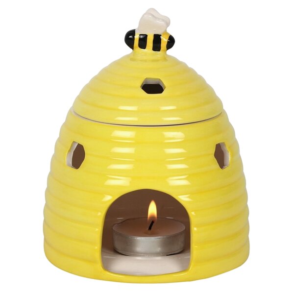 Duftlampe Ölbrenner Bienenstock, gelb - Wachswärmer Biene, Verdunster, Duftlampe Bienen, Aromalampe für Duftöl und Duftwachs, Deko
