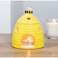 Duftlampe Ölbrenner Bienenstock, gelb - Wachswärmer Biene, Verdunster, Duftlampe Bienen, Aromalampe für Duftöl und Duftwachs, Deko
