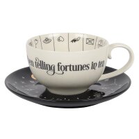 Teetasse Wahrsagerei Astrologie zum Teeblätter lesen mit Anleitung - Keramik Tee Tasse Hexe, Halloween, Tee Becher