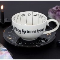 Teetasse Wahrsagerei Astrologie zum Teeblätter lesen mit Anleitung - Keramik Tee Tasse Hexe, Halloween, Tee Becher