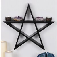 Gothic Wandregal Pentagramm, schwarz 43x42 cm - Holzregal Halloween, Regal Hexe, Mystik Wandbild, Drudenfuß