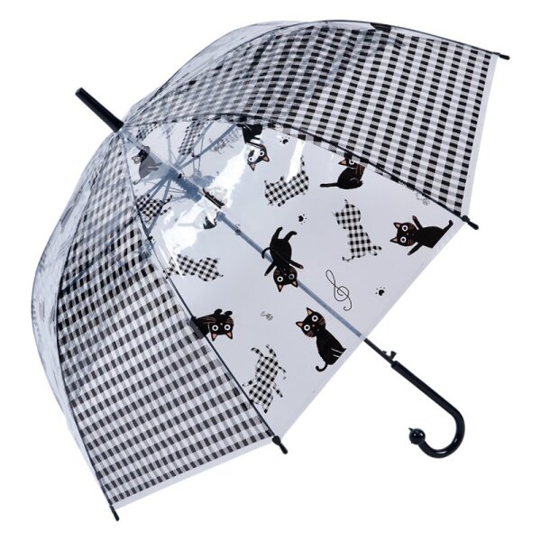 Regenschirm Katze, transparent - Kuppel-Regenschirm mit Automatiköffnung, Katzen Schirm