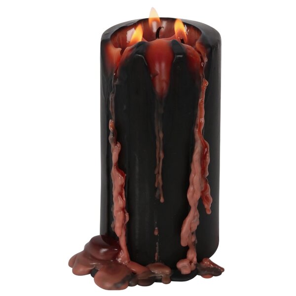 Gothic Vampirblut Stumpenkerze H:15 cm- Halloween Vampir Kerze mit Blut Wachseffekt, blutende Kerzen, Meditation