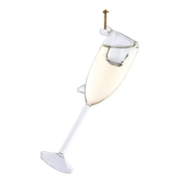 Baumschmuck Champagner Glas weiss (mit Flüssigkeit gefüllt) - Baumkugel Sekt Champagne, Weihnachtsdeko, Christbaumkugel