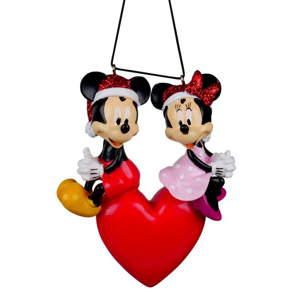 Baumschmuck Micky Maus & Minni in Love -  Baumkugel Disney, Baumhänger Mickey & Minnie mit Herz, Weihnachtskugel für Disney Fans, Weihnachtsdeko