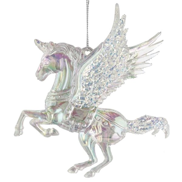 Baumschmuck Geflügeltes Einhorn 14 cm - Baumkugel Unicorn, Weihnachtsdeko Fantasie, Christbaumkugel