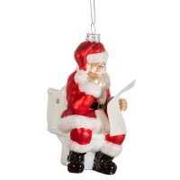 Baumschmuck Weihnachtsmann auf der Toilette lesend - Santa auf dem Klo - Spaß Baumkugel, Weihnachtsdeko Essen, Christbaumkugel