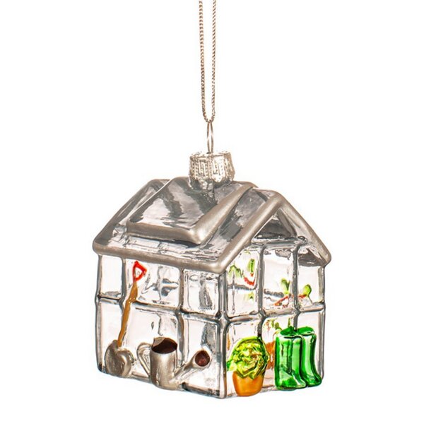 Baumschmuck Gewächshaus 5x6 cm - Baumkugel für Garten Freunde, Weihnachtsdeko Glashaus, Christbaumkugel, Weihnachten