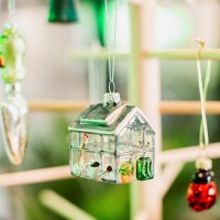 Baumschmuck Gewächshaus 5x6 cm - Baumkugel für Garten Freunde, Weihnachtsdeko Glashaus, Christbaumkugel, Weihnachten