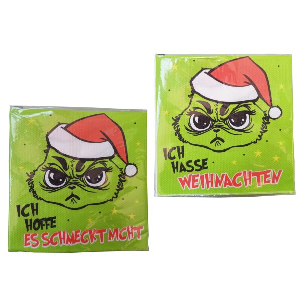 Servietten Muffel 2 x 20er Pack (33x33 cm) - Papierservietten  lustige Tischdeko, Party Weihnachten