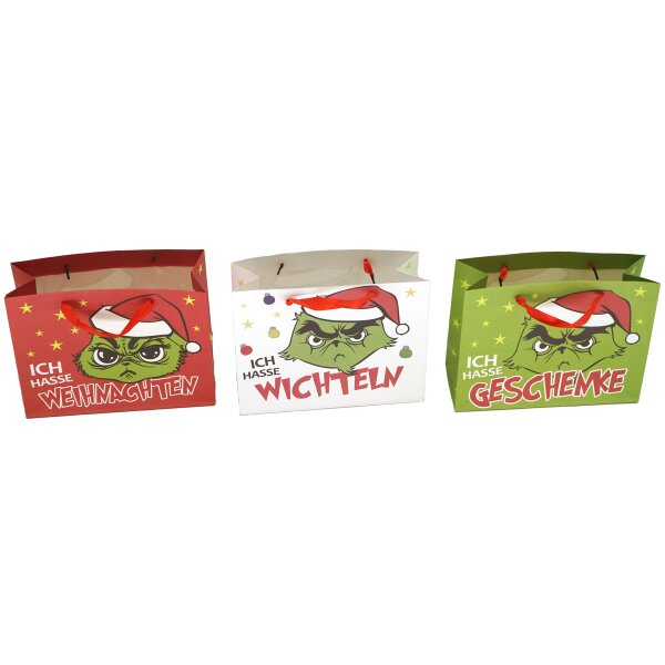 Geschenktüte Weihnachten Muffel (3er Set) 27x21 cm - Weihnachtsgeschenk Tüte, Geschenktasche