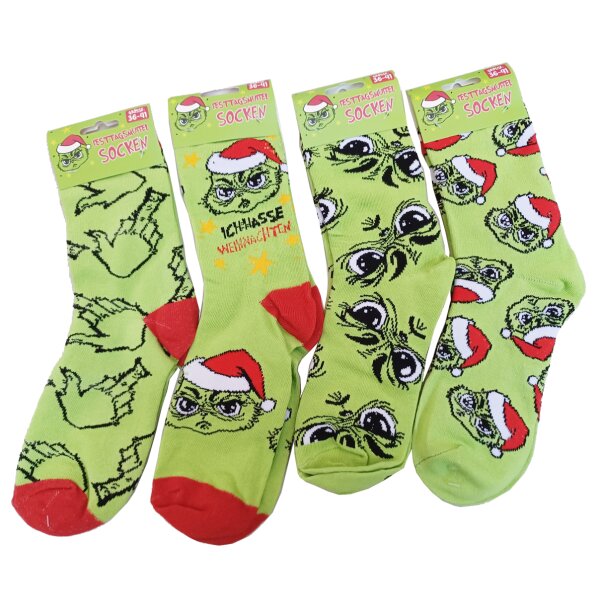 Socken Strümpfe Muffel mit Sprüchen (4er Set) Gr. 42-45 - Weihnachtssocken, Weihnachten Nikolaus, Weihnachtsfeier, Wichtelgeschenk