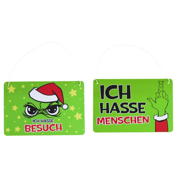 Dekoschild Weihnachten Muffel (2er Set) 21x14 cm - Türschild, Wandschild, Blechschild, Deko Schild, Wandbild, Wichtelgeschenk