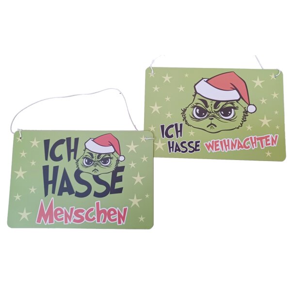 Dekoschild Weihnachten Muffel (2er Set) 21x24 cm - Türschild, Wandschild, Blechschild, Deko Schild, Wandbild, Wichtelgeschenk