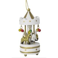 Baumschmuck Karussell aus Holz H:10 cm (2er Set) rot & weiss - Baumkugel Jahrmarkt, Weihnachtsdeko, Christbaumkugel, Weihnachten