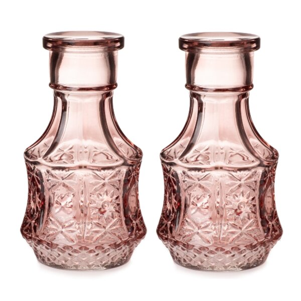 Glasvase Vase Romance rosa H:14 cm (2er Set) - kleine Vase zur Tischdekoration, Geburtstage, Hochzeiten