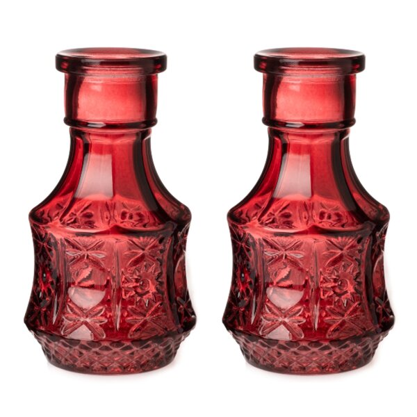 Glasvase Vase Romance bordeaux H:14 cm (2er Set) - kleine Vase zur Tischdekoration, Geburtstage, Hochzeiten