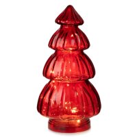 Lampe Tanne aus Glas, rot H:28 cm (20er LED Lichterkette)...