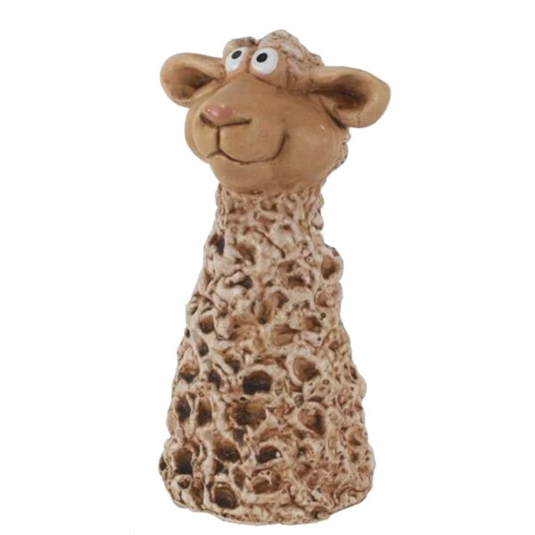 Zaunhocker Schaf braun H: 17,2 cm aus Keramik - Zaun Deko Garten Schafe, Tierfigur Pfostenhocker, Zaunfigur, Gartendeko, Zaunstecker
