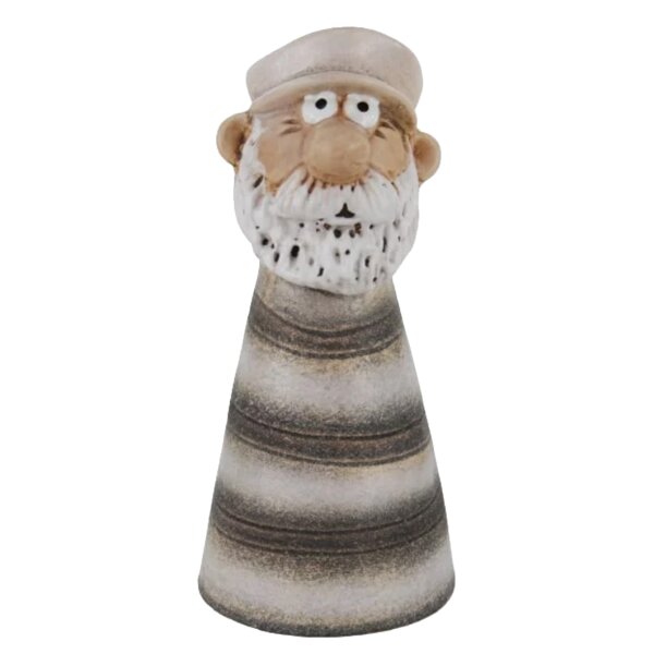 Zaunhocker Seemann H:20,7 cm aus Keramik - Zaun Deko Meer Küste, Seefahrer Pfostenhocker, Zaunfigur maritim, Gartendeko, Zaunstecker