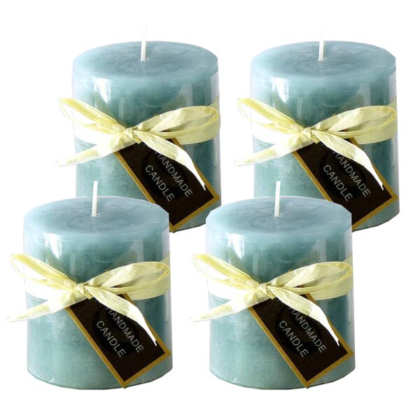 Stumpenkerze, handgemacht mint (4er Set) 7,2 x 6,8 cm - Kerze für Adventskranz, Kerzen, Advent