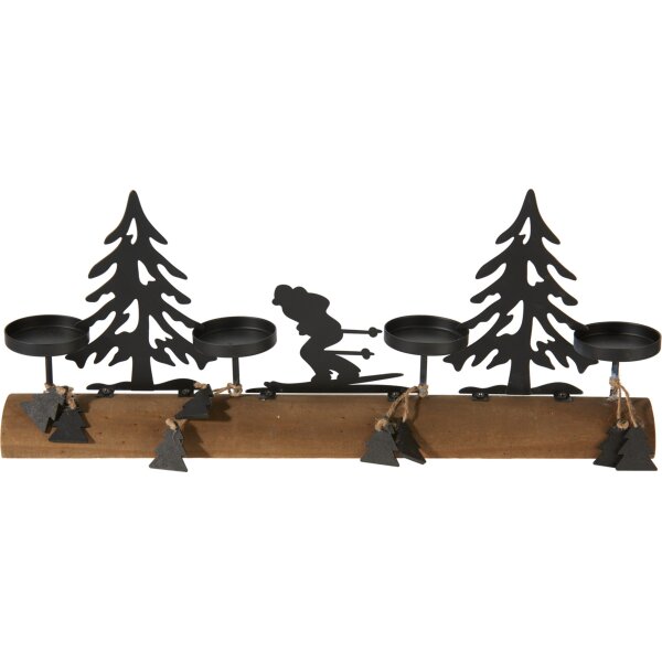 Adventskranz Teelichthalter Weihnachten mit Tannen und Skifahrer - Weihnachtsdeko, Kerzenhalter, Winterdeko, Deko Skihütte, Weihnachtsdeko, Winter Dekoration, Advent