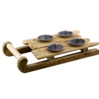 Kerzenhalter Schlitten aus Schwemmholz 35x16 cm -...