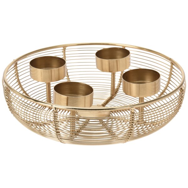 Adventskranz Teelichthalter D:20 cm aus Metall Gold - Adventsgesteck, Adventsleuchter, Weihnachtsdeko, Adventsdeko, Advent, Weihnachten
