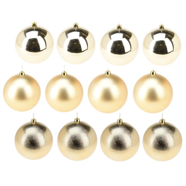 Grosse Baumkugel L Weihnachtskugel (12er Set) Gold Mix D: 14 cm - Baumschmuck, Weihnachtsbaum Kugel, Weihnachten