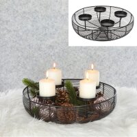 Adventskranz Teelichthalter D:37 cm aus Metall Schwarz -...