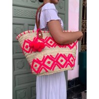 Korbtasche Strandtasche Pink - Shopper, Einkaufskorb,...