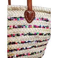 Korbtasche Strandtasche bunte Pailletten & Quaste - Shopper, Einkaufskorb, Flechtkorb