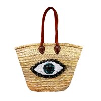 Korbtasche Strandtasche Pailletten Auge - Shopper,...