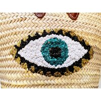 Korbtasche Strandtasche Pailletten Auge - Shopper,...